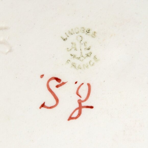 Antique Limoges France Porcelain Gold Gilt Floral Soup Bowl Handle Loop Blue - Picture 6 of 6